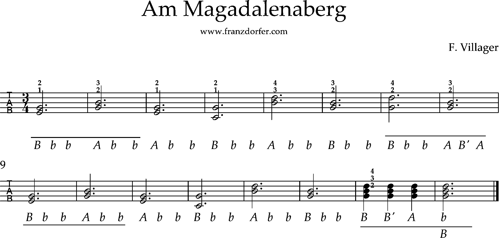 ziachnoten, Quetschn, Griffschrift- A,m Magdalenaberg+basslauf sterische lernen- Walzer -Am MAgdalenaberg+basslauf- griffschrift